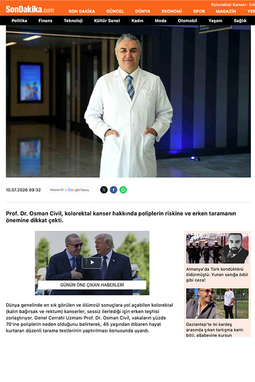 Kolorektal Kanser: Erken Tanı Hayat Kurtarıyor